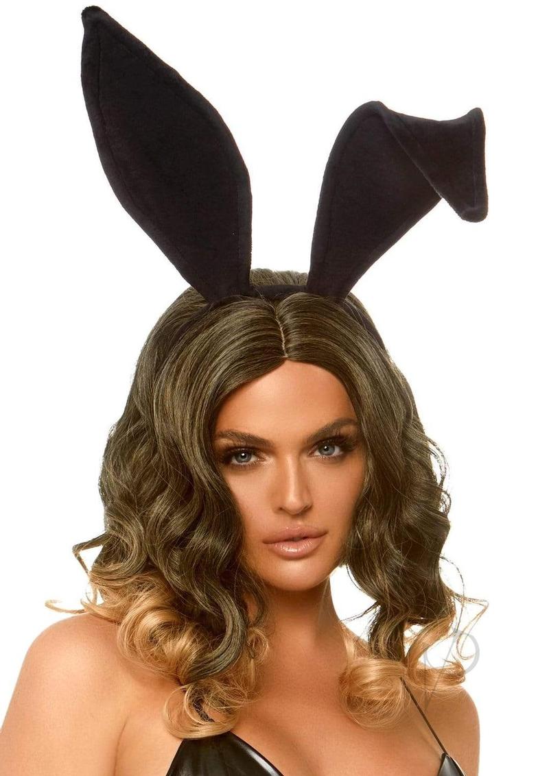 Leg Avenue Bendable Velvet Bunny Ears One Size Black