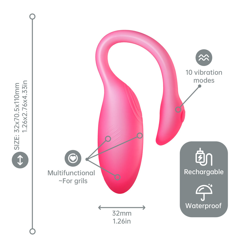 Magic Motion Flamingo Max Pink wearable vibrator features 10 vibration modes, rechargeable and waterproof design.