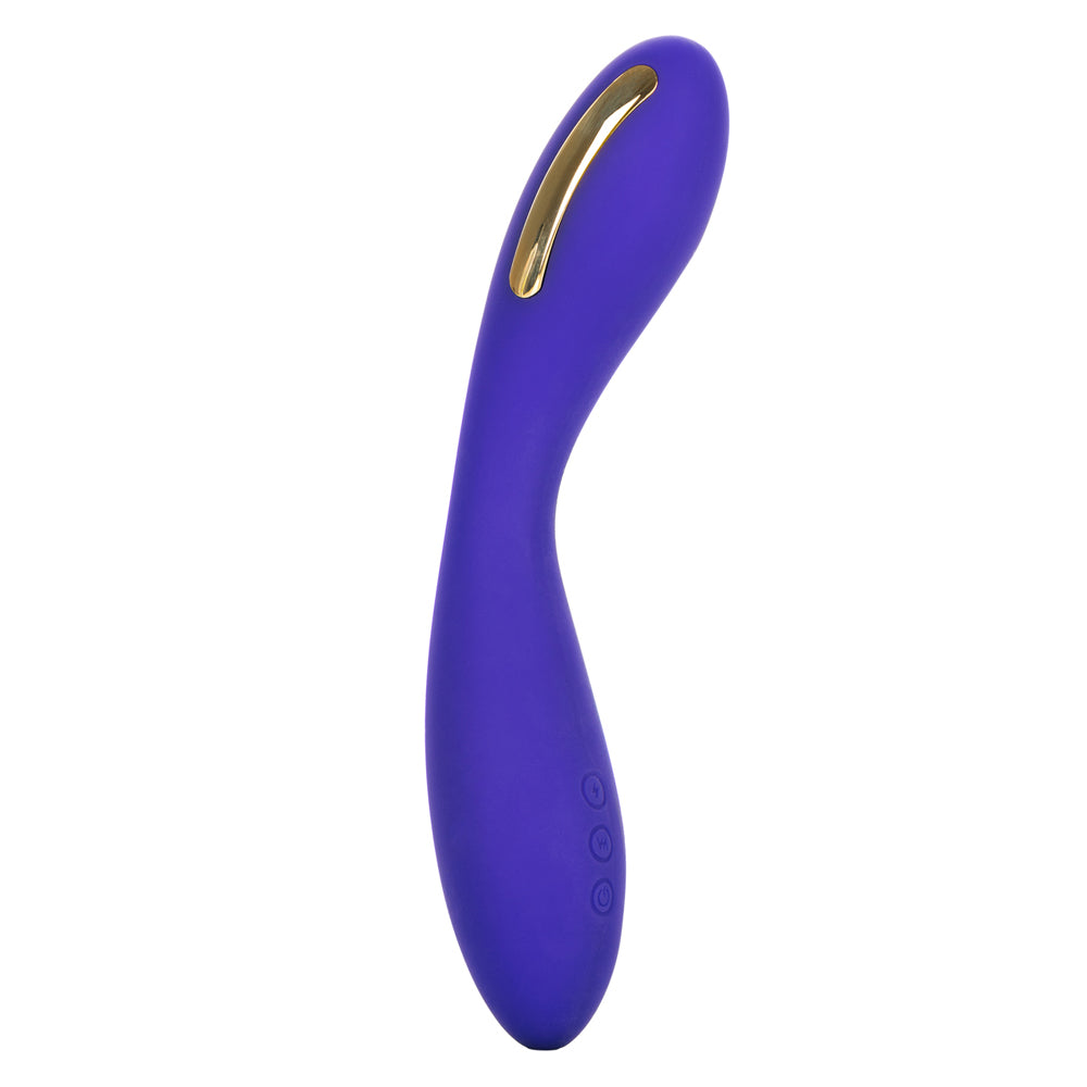 Impulse Intimate E-stimulator Wand in purple with gold accents, featuring multiple functions for enhanced pleasure.