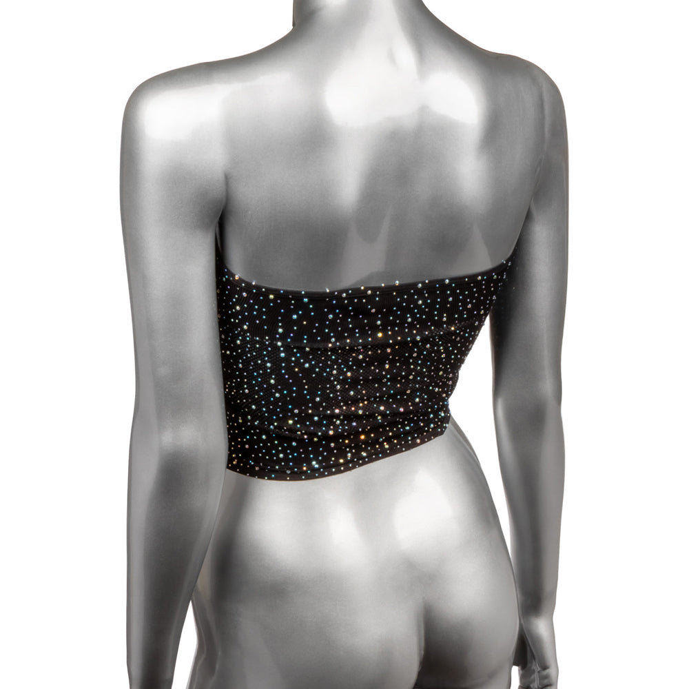 Back view of Radiance Plus Size Bandeau Top showcasing rhinestone accents and a soft, stretchy silhouette.