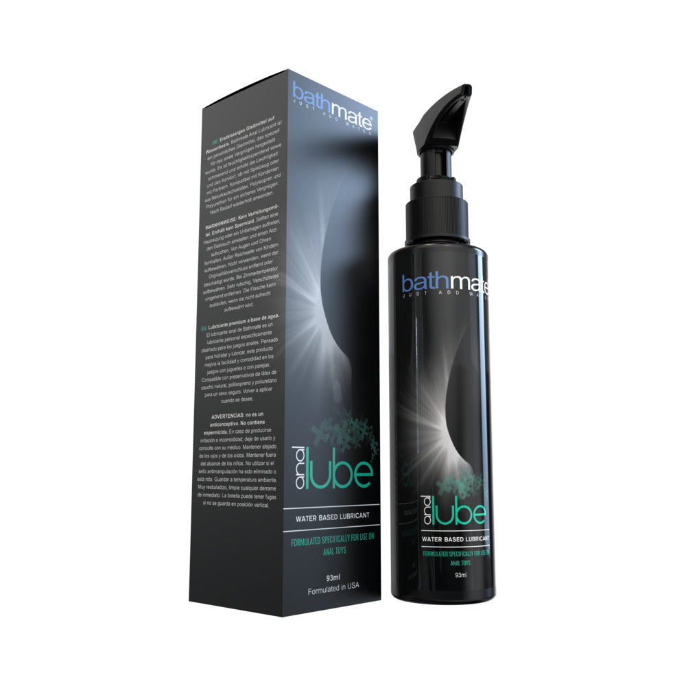Bathmate Anal Lube Waterbased 3.15 Oz bottle with pump, premium water-based lubricant for anal play.