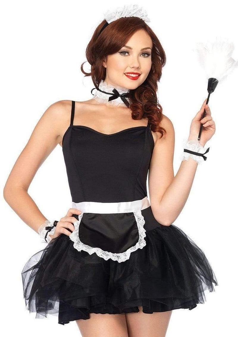 Leg Avenue 4 Piece French Maid Costume Kit Black and White