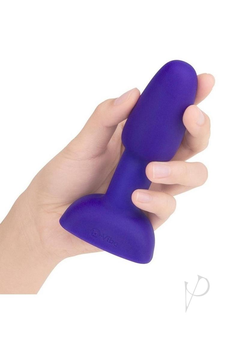 B-Vibe Rimming Petite Remote Control Anal Plug Purple - Image 4