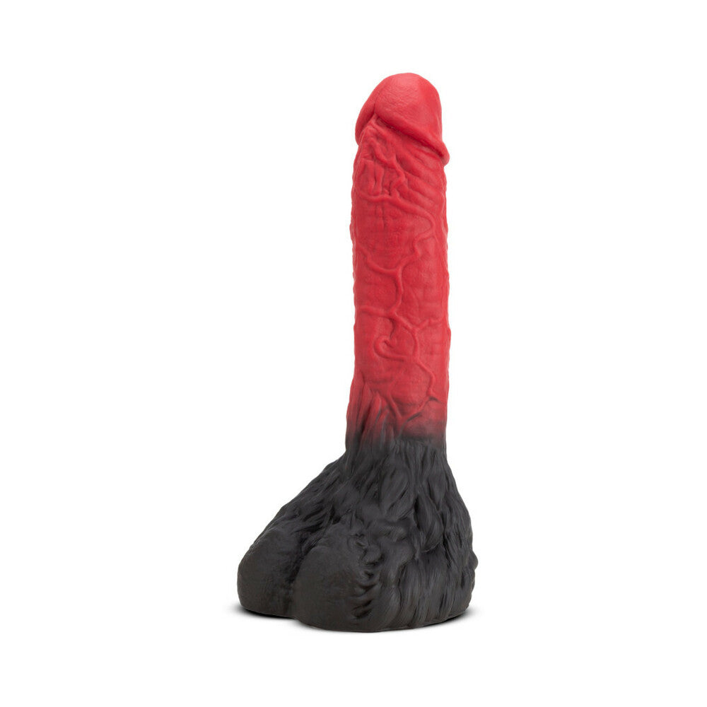 The Realm Lycan 10.5 inch Silicone Lock On Fantasy Werewolf Dildo Red in striking red and black design.
