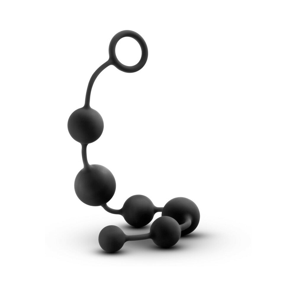 Anal Adventures Platinum Silicone Large Anal Beads Black for progressive stimulation, crafted from body-safe silicone.