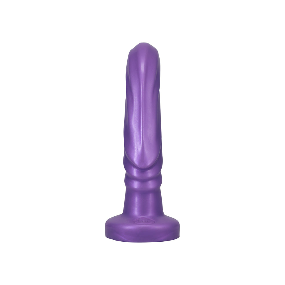 Tantus Tsunami Vibrating G-Spot Dildo Lavender in sleek lavender design with wavy shaft for targeted stimulation.