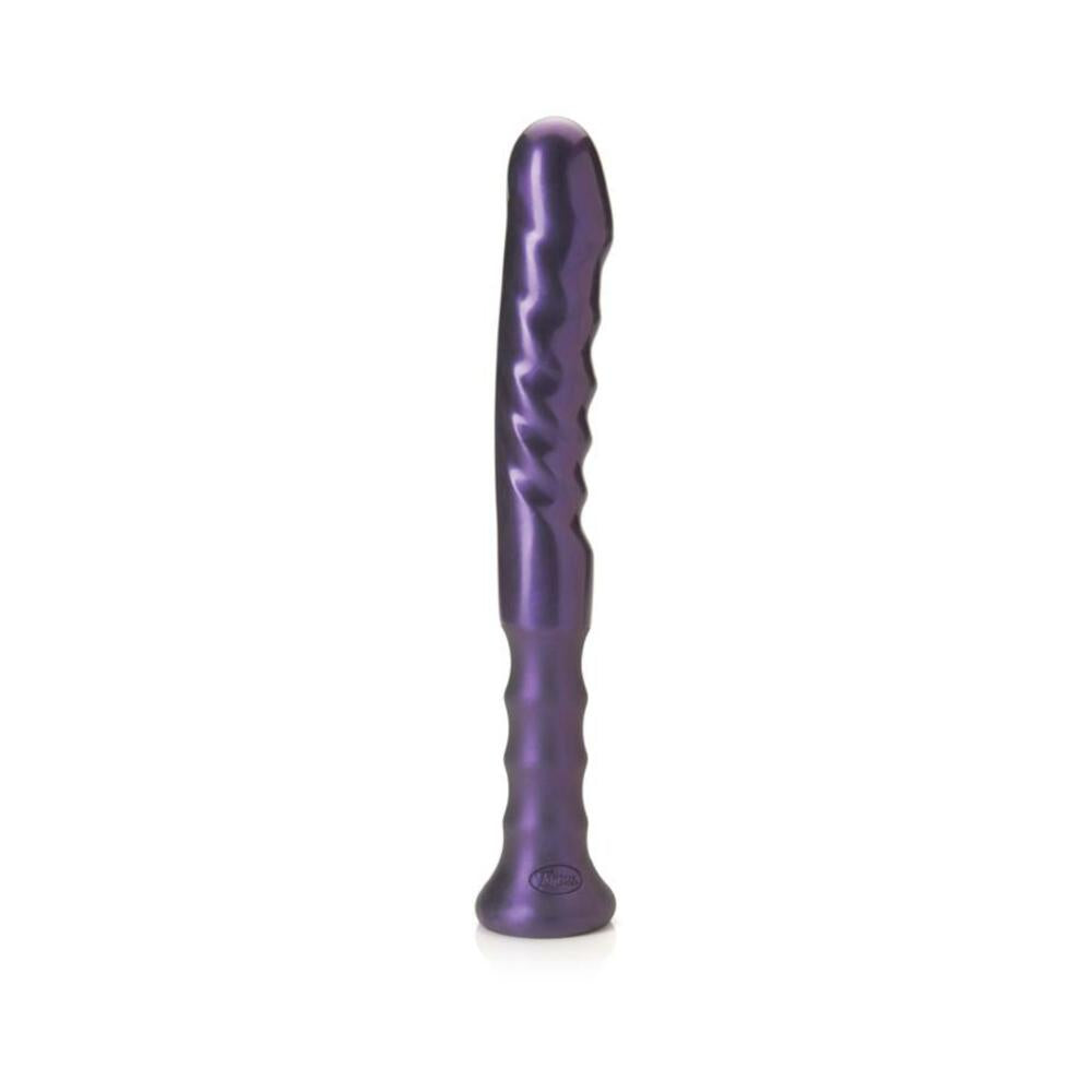 Tantus Echo Handle Silicone Dildo Amethyst with ergonomic grip for controlled play and signature phallic head design.