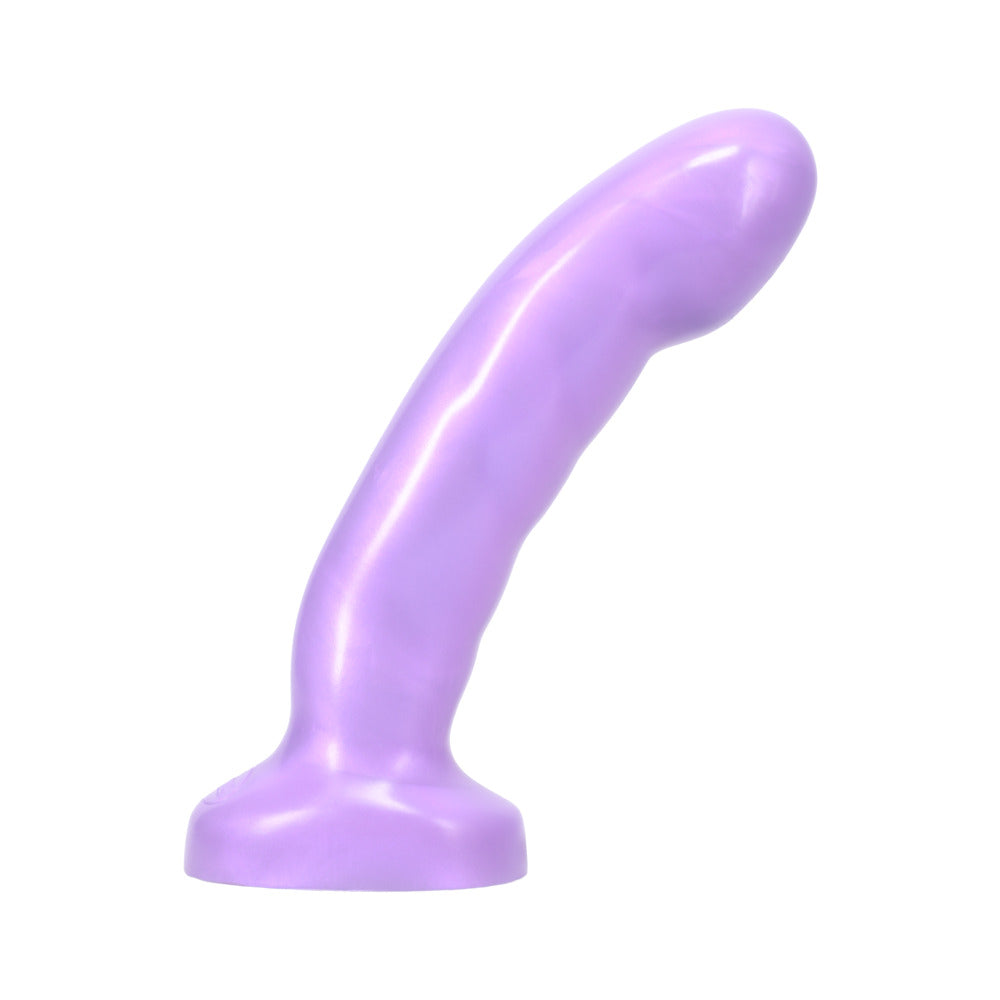 Tantus Acute Curved Silicone Dildo Lavender, featuring a smooth, angled shaft for versatile vaginal and anal play.