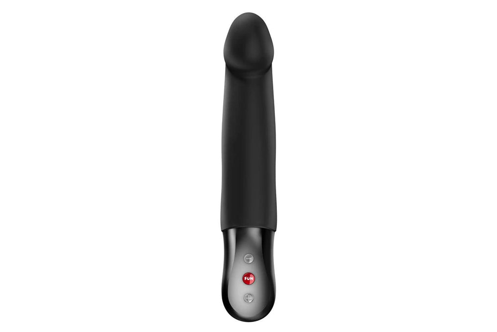 Fun Factory Stronic Real Thrusting Pulsator Black, sleek black design with ergonomic tip and control buttons.