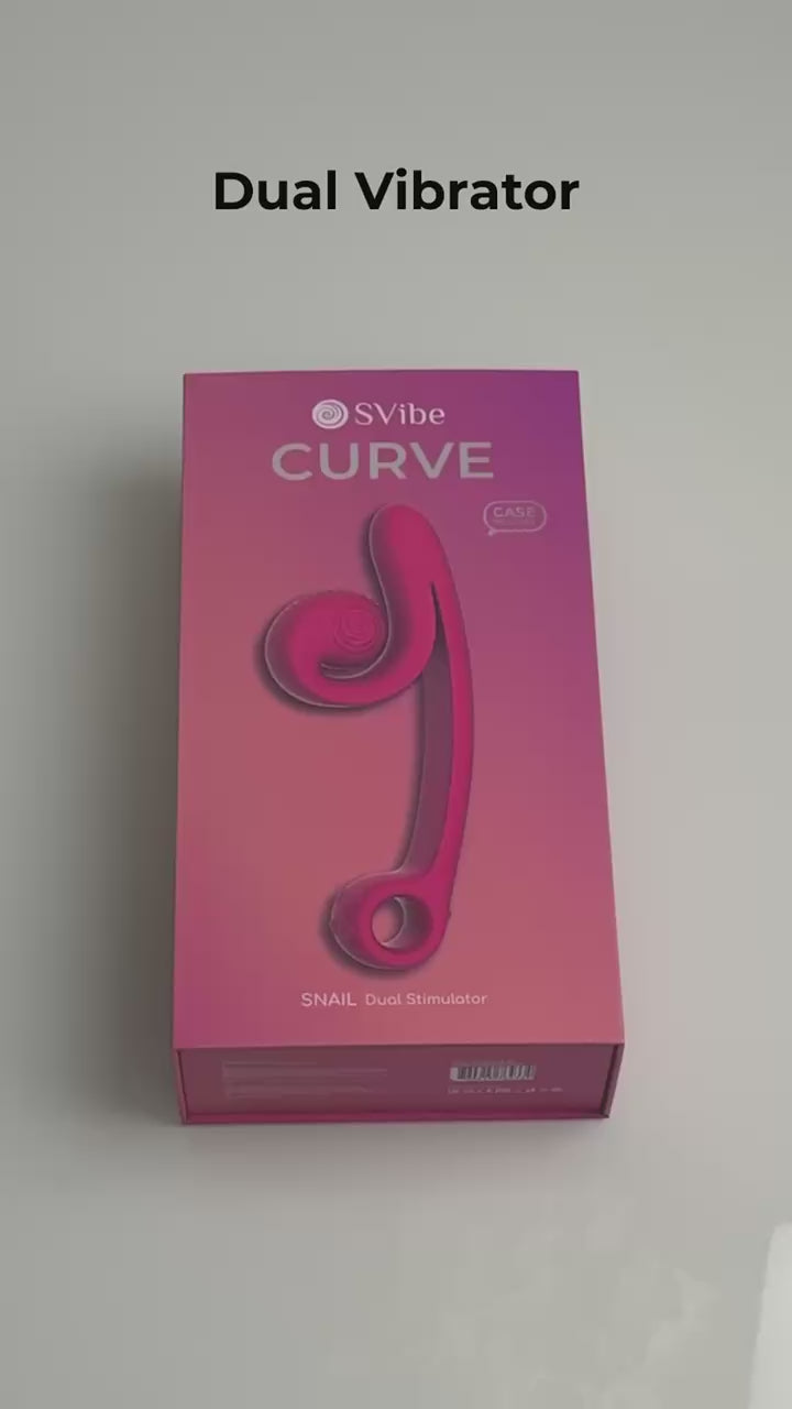 SVibe Snail Curve Dual Vibrator Pink packaging showcasing its ergonomic design for dual stimulation.