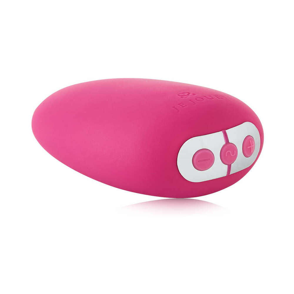 Je Joue Mimi Soft Silicone Clitoral Vibrator Fuchsia showcasing its sleek design and control buttons.