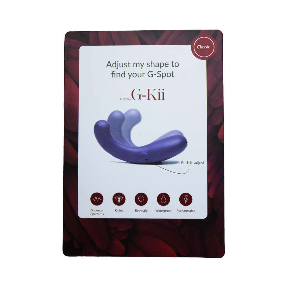 Je Joue G-Kii Dual Stimulator G-Spot Vibrator Purple packaging with adjustable design and features highlighted.