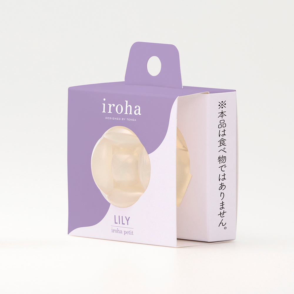 Iroha Petit Lily Disposable Clitoral Massager Clear packaging showing its unique design and approach to external pleasure.