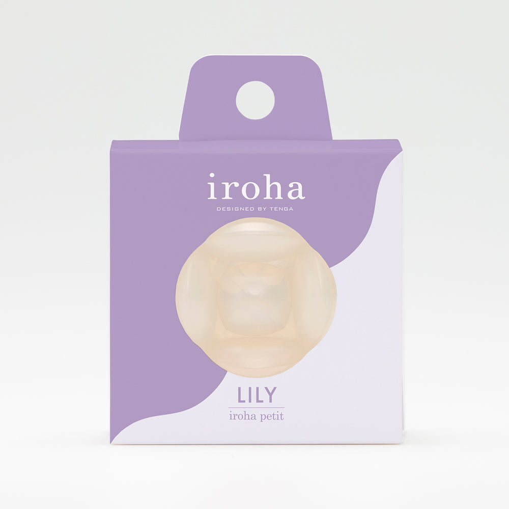 Iroha Petit Lily Disposable Clitoral Massager Clear packaging design featuring a soft gel texture.