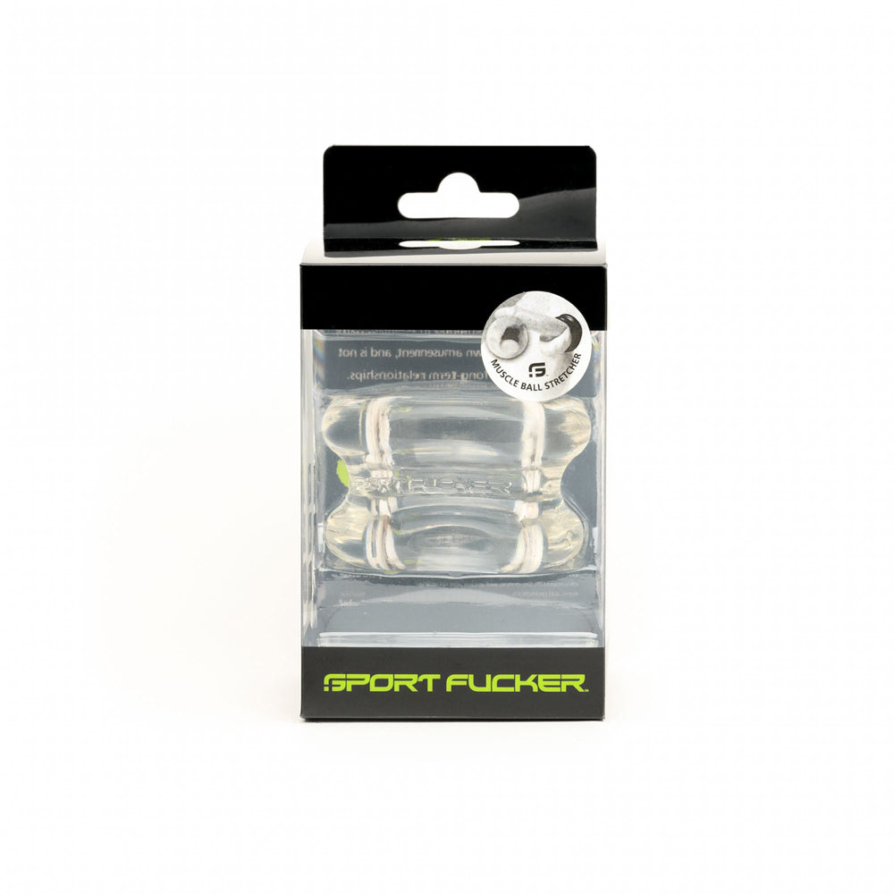 Sport Fucker Muscle Ball Stretcher TPE Clear packaging featuring a clear design for aesthetic display