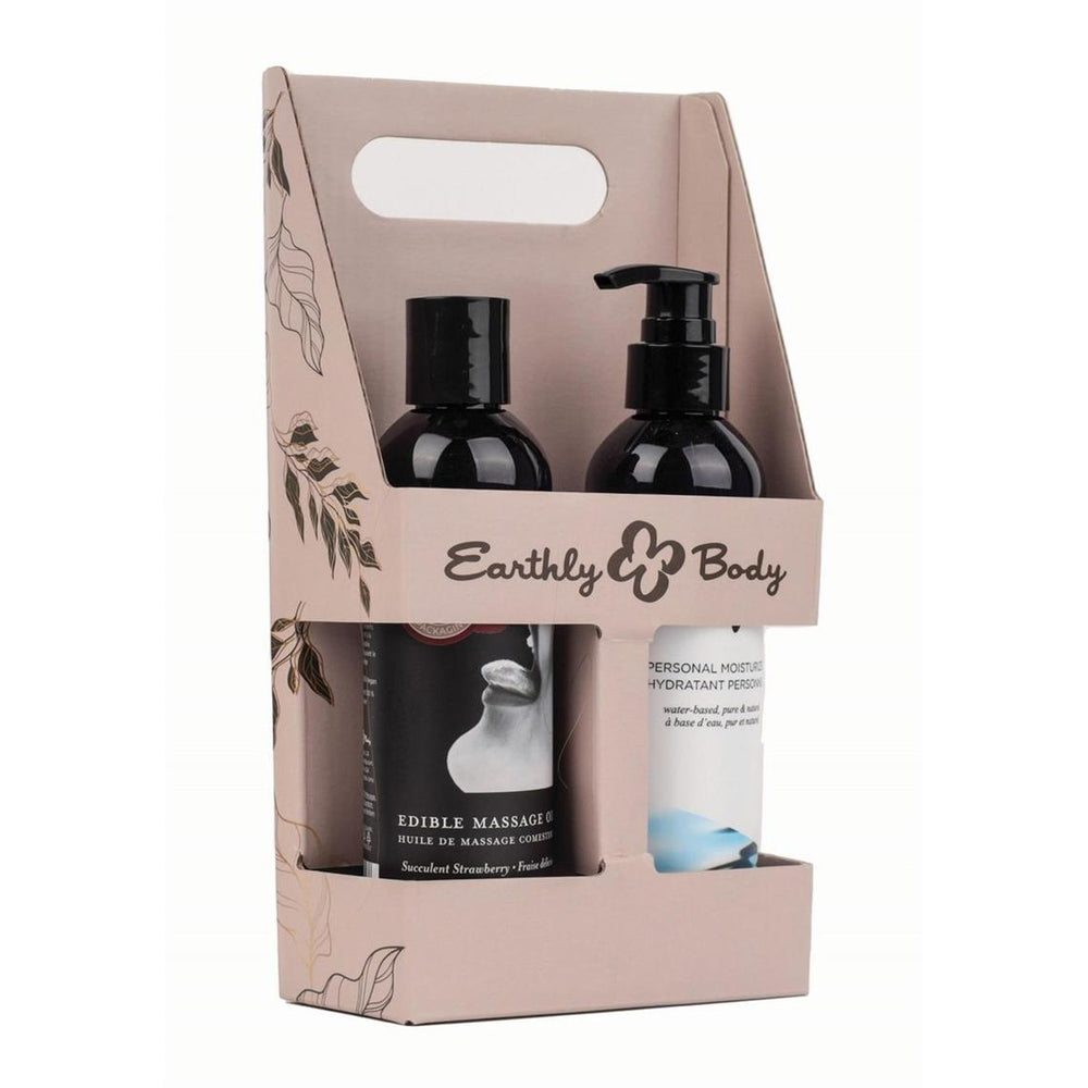Hemp Seed By Night Better Together Holiday Caddy Gift Set featuring Edible Strawberry Massage Oil and Waterslide.