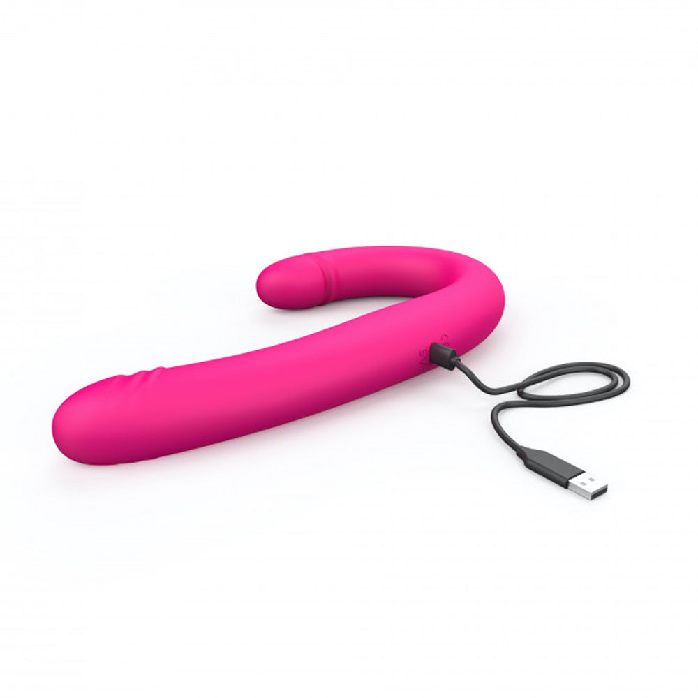 Dorcel Orgasmic Double Do Dildo Thrusting & Vibrating Pink with USB charging cable.