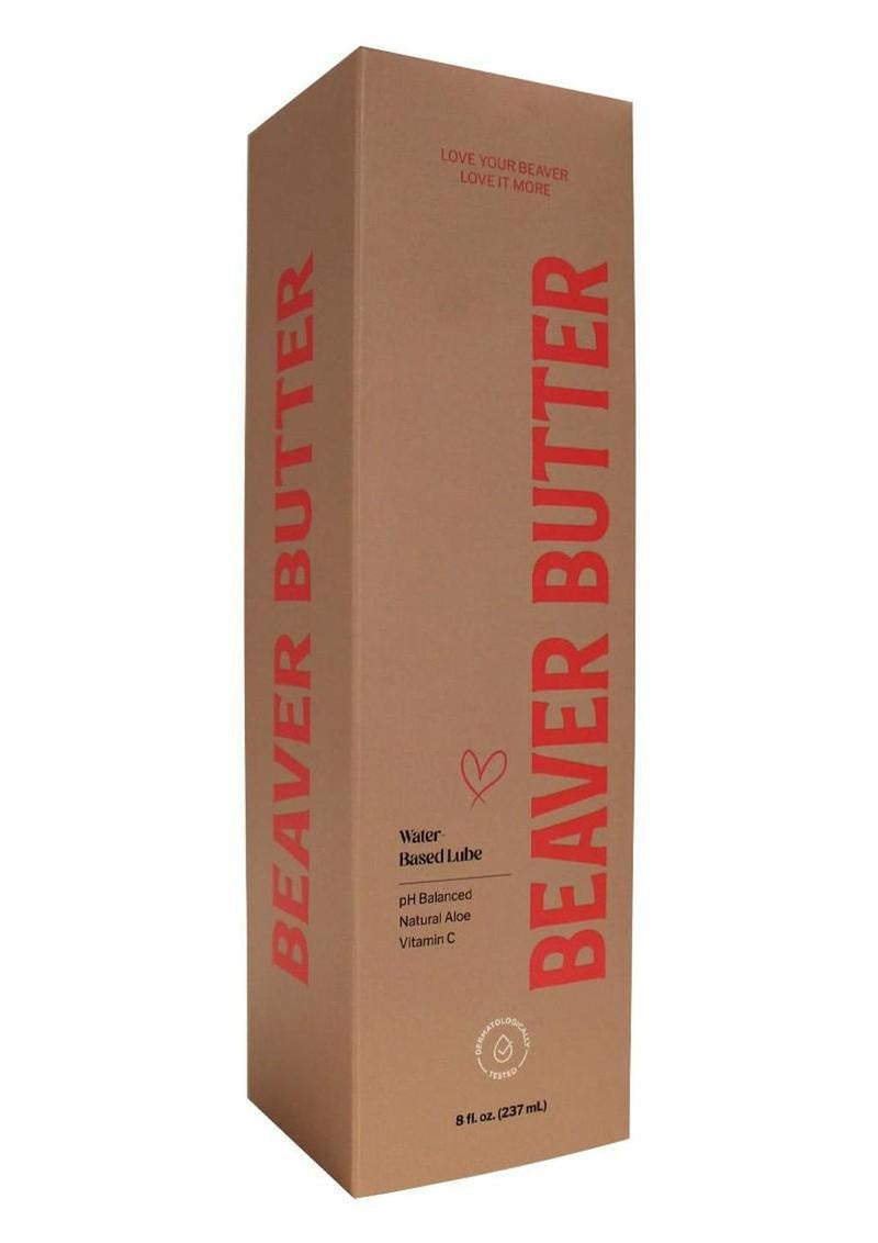 Beaver Butter Water Based Lubricant 8 Oz packaging showcasing premium hydrating lube for comfort and glide.