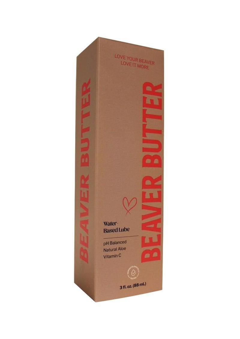 Beaver Butter Water Based Lubricant 3 Oz packaging featuring the product details and branding.