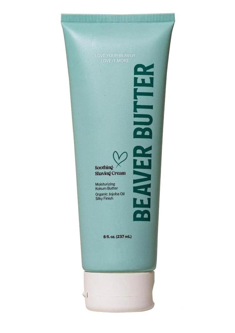 Beaver Butter Soothing Shaving Cream 8 Oz tube with moisturizing ingredients for a smooth shaving experience.