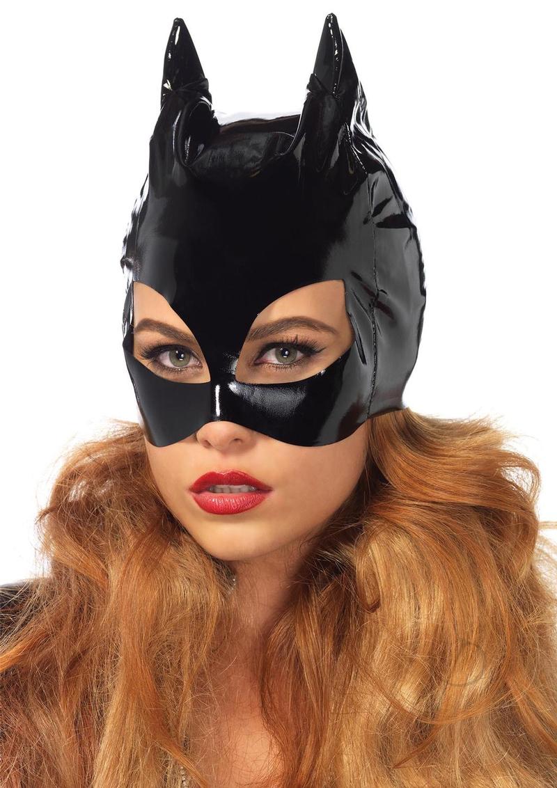 Leg Avenue Vinyl Cat Woman Mask One Size Black