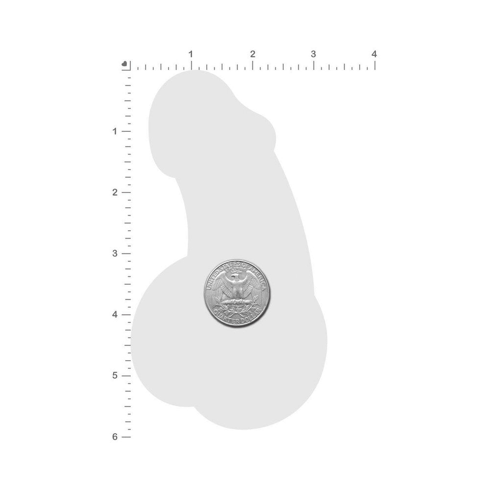 Pastease Penis Holographic Silver Dick Nipple Pasties with a coin for size comparison