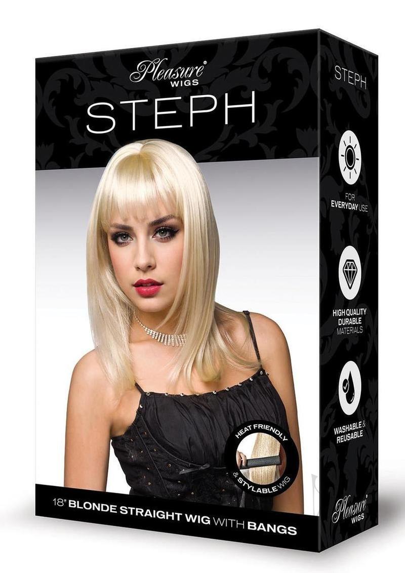 Pleasure Wigs Collection Jessie Wig Platinum Blonde showcased on a model, featuring a stunning icy blonde look.