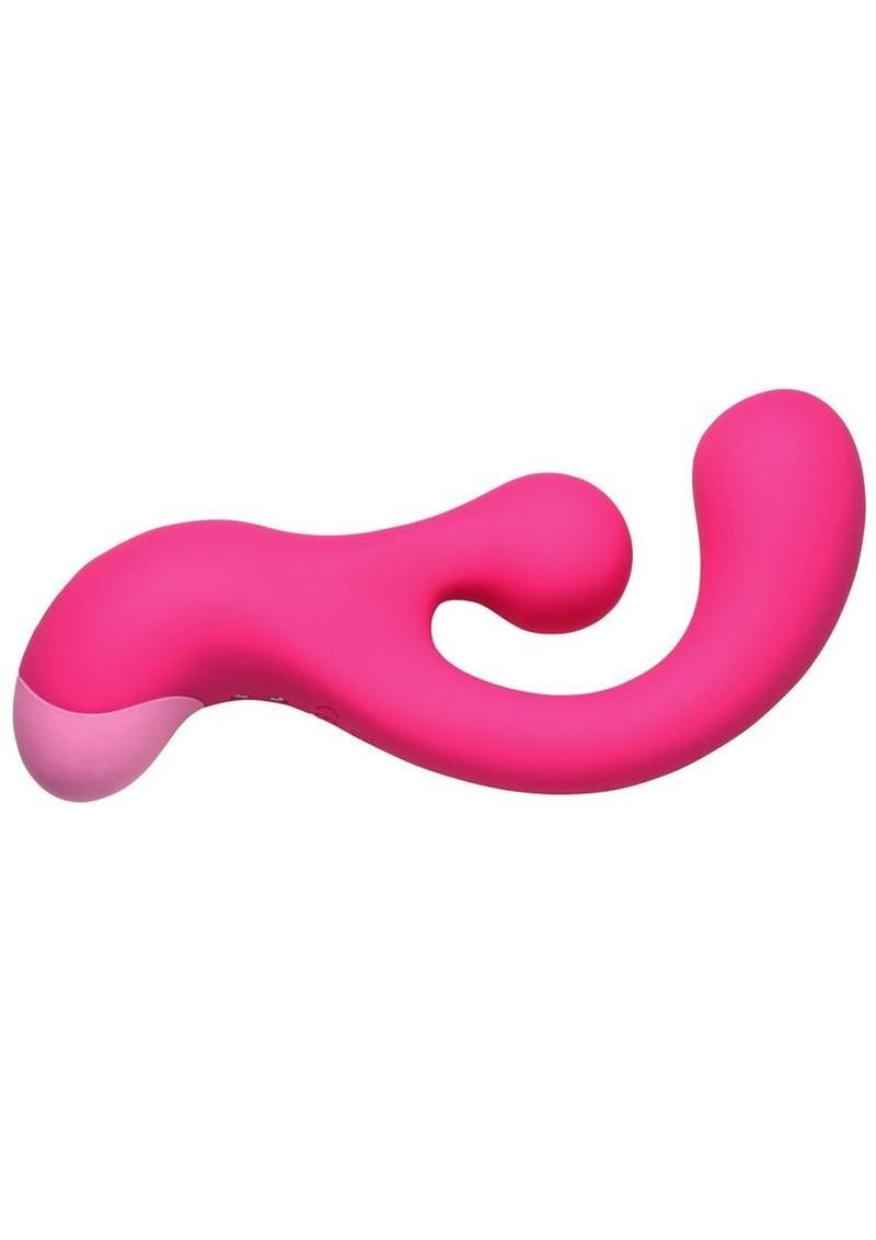 Bang Gyro Rabbit Silicone Vibrator Pink designed for dual stimulation with a flexible ergonomic shape.