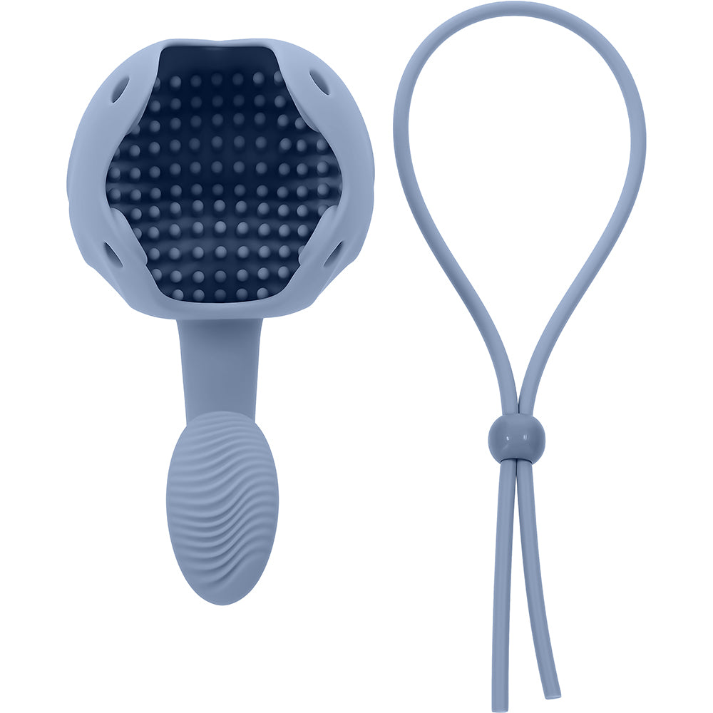 Zero Tolerance In A Nutshell Vibrating Ball Massager Blue, ergonomic design with adjustable strap for hands-free pleasure.