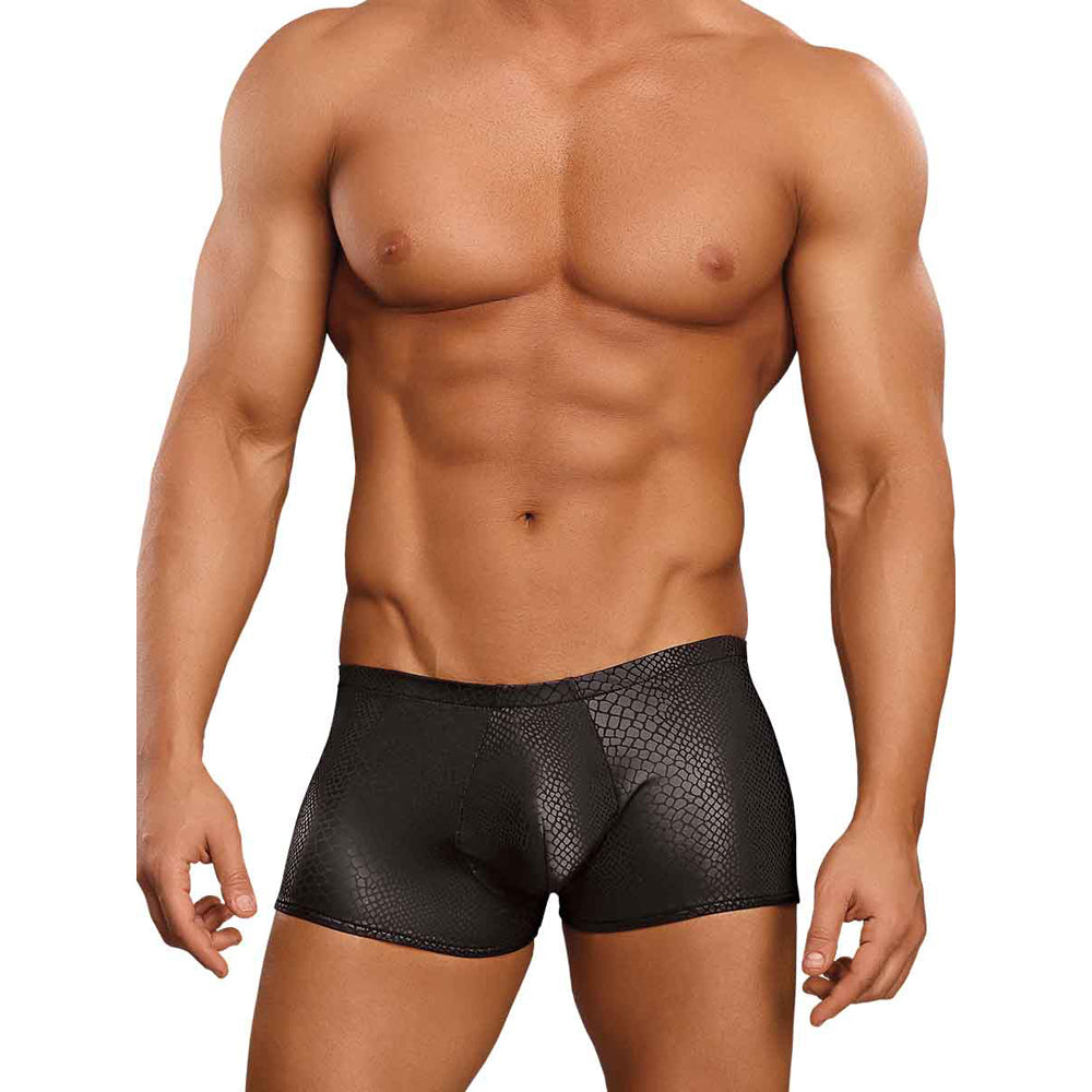 Male Power Black Cobra Mini Short Black X-Large on a muscular man showcasing a bold and confident look.