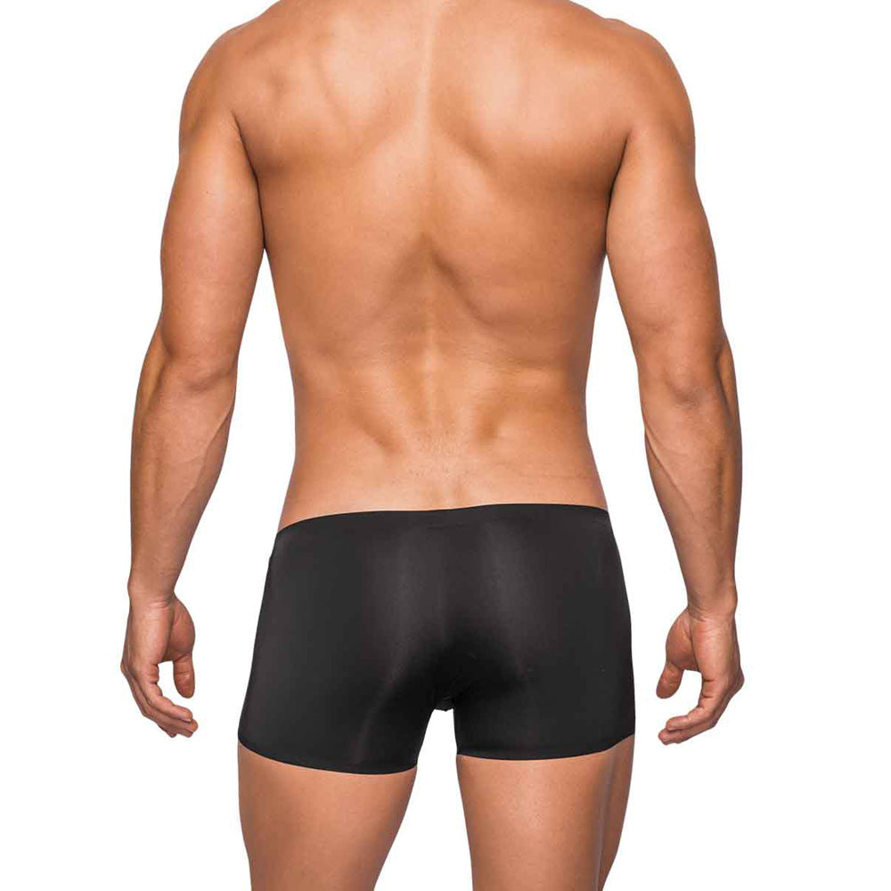 Male Power Seamless Sleek Short With Sheer Pouch Black - Image 2