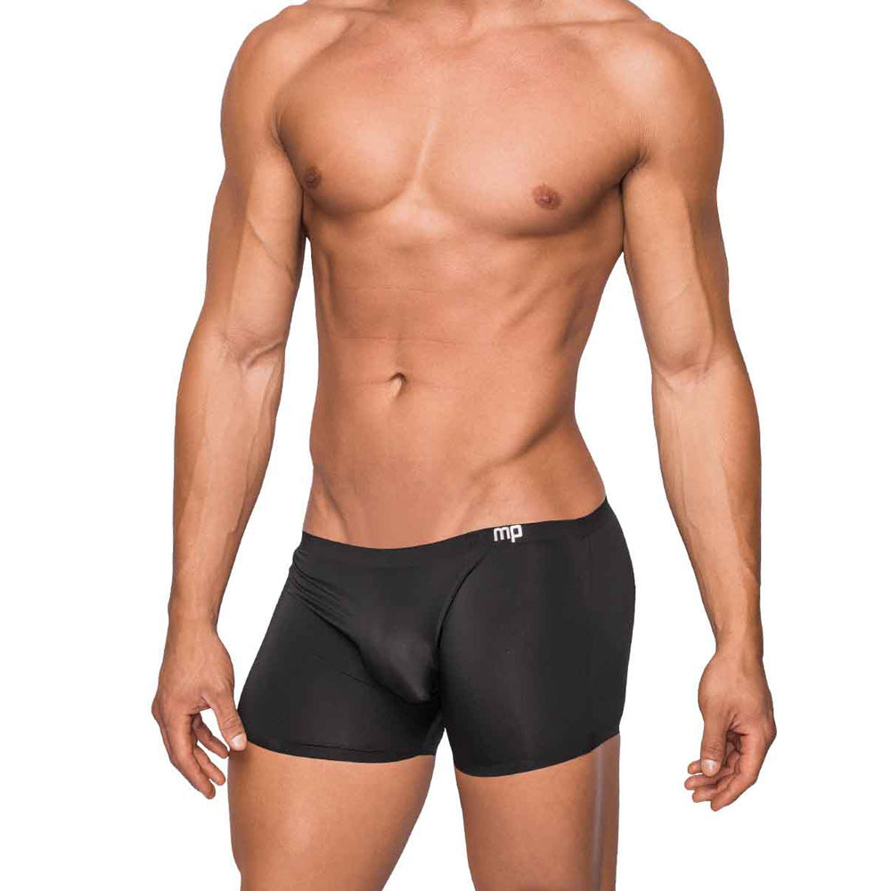Male Power Seamless Sleek Short With Sheer Pouch Black