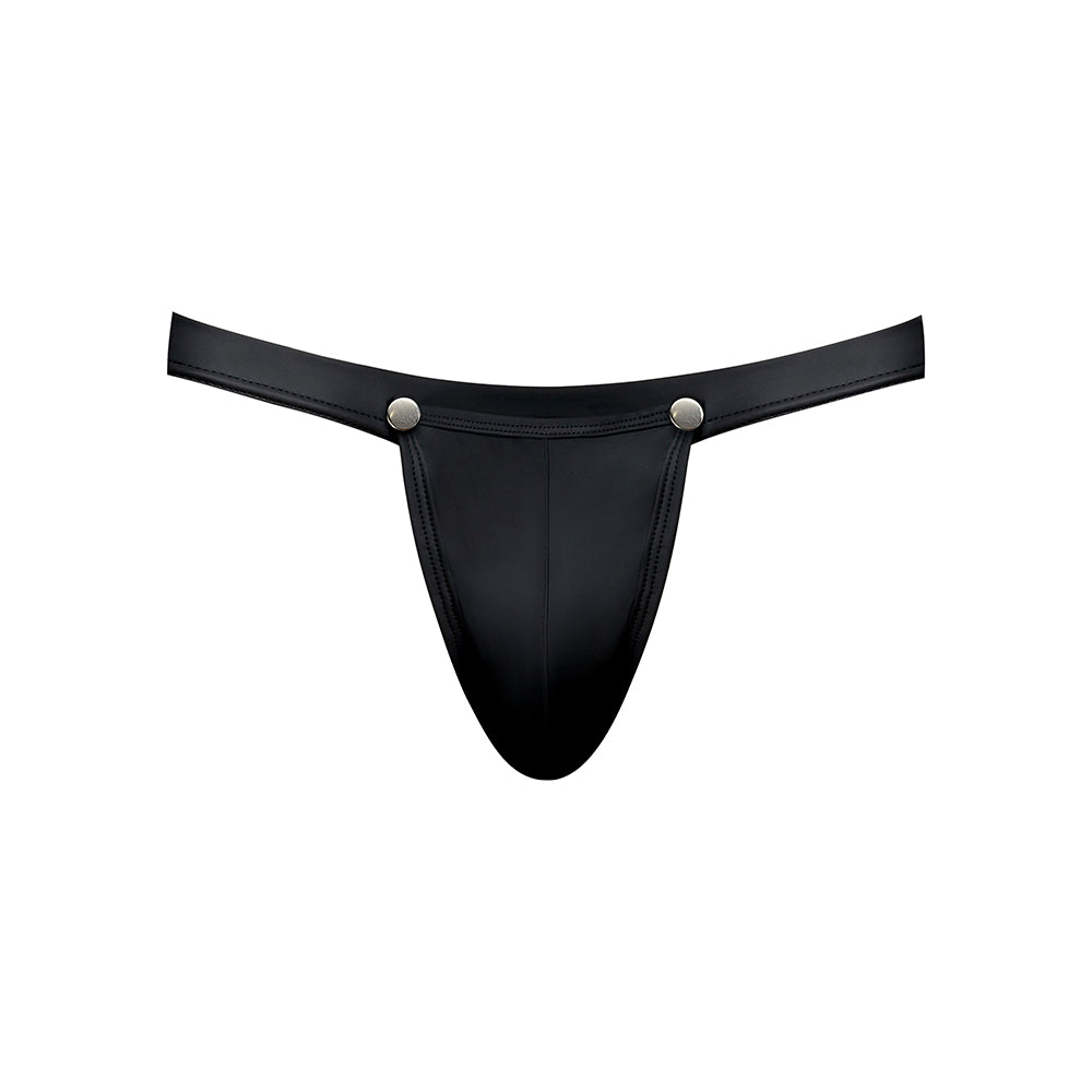 Male Power Oh Snap Snap Off Jock Strap Black L/XL featuring a sleek tearaway design and minimal coverage.