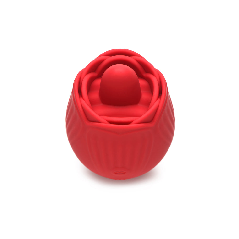 Bloomgasm French Rose Licking & Vibrating Stimulator in elegant red rose design for personal wellness.