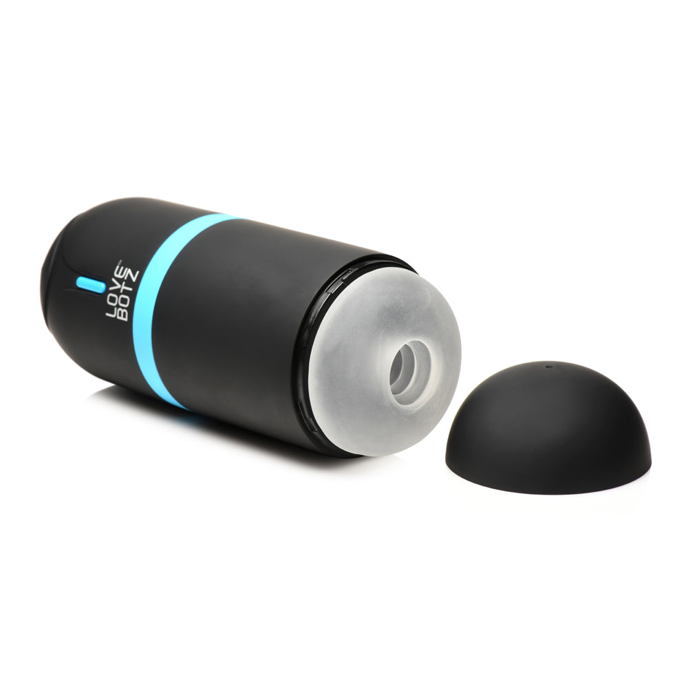 Lovebotz The Milker Mega-pod Sucking Masturbator rechargeable stroker with adjustable suction and textured sleeve.