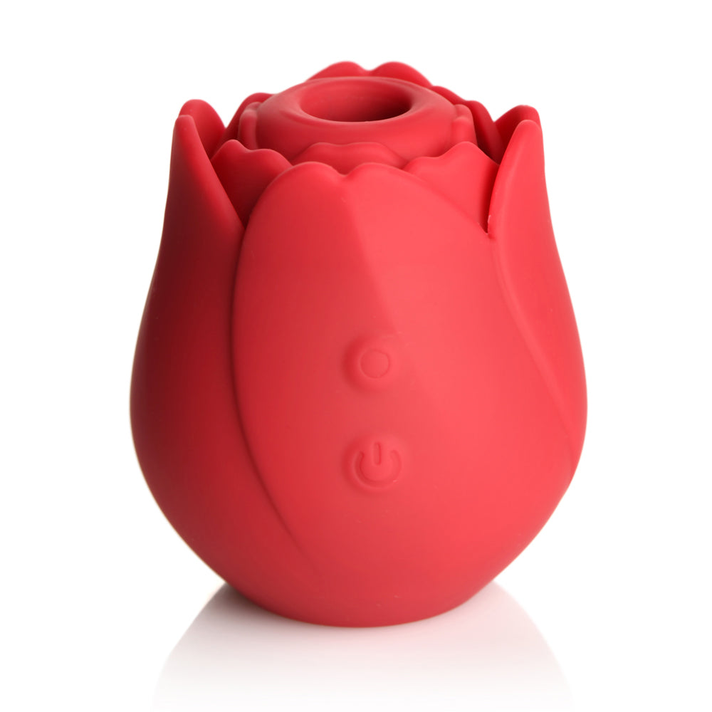 Bloomgasm Cyber Rose 9x Sucking & Vibrating Digital Clitoral Stimulator in red floral design.