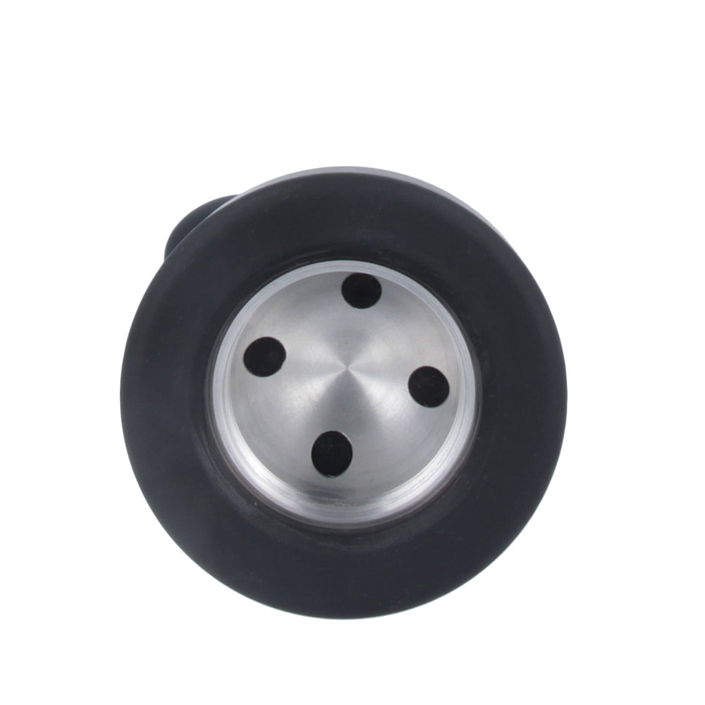 Doxy 3 Silicone Rabbit Wand Attachment Black top view showing design and holes for enhanced pleasure.
