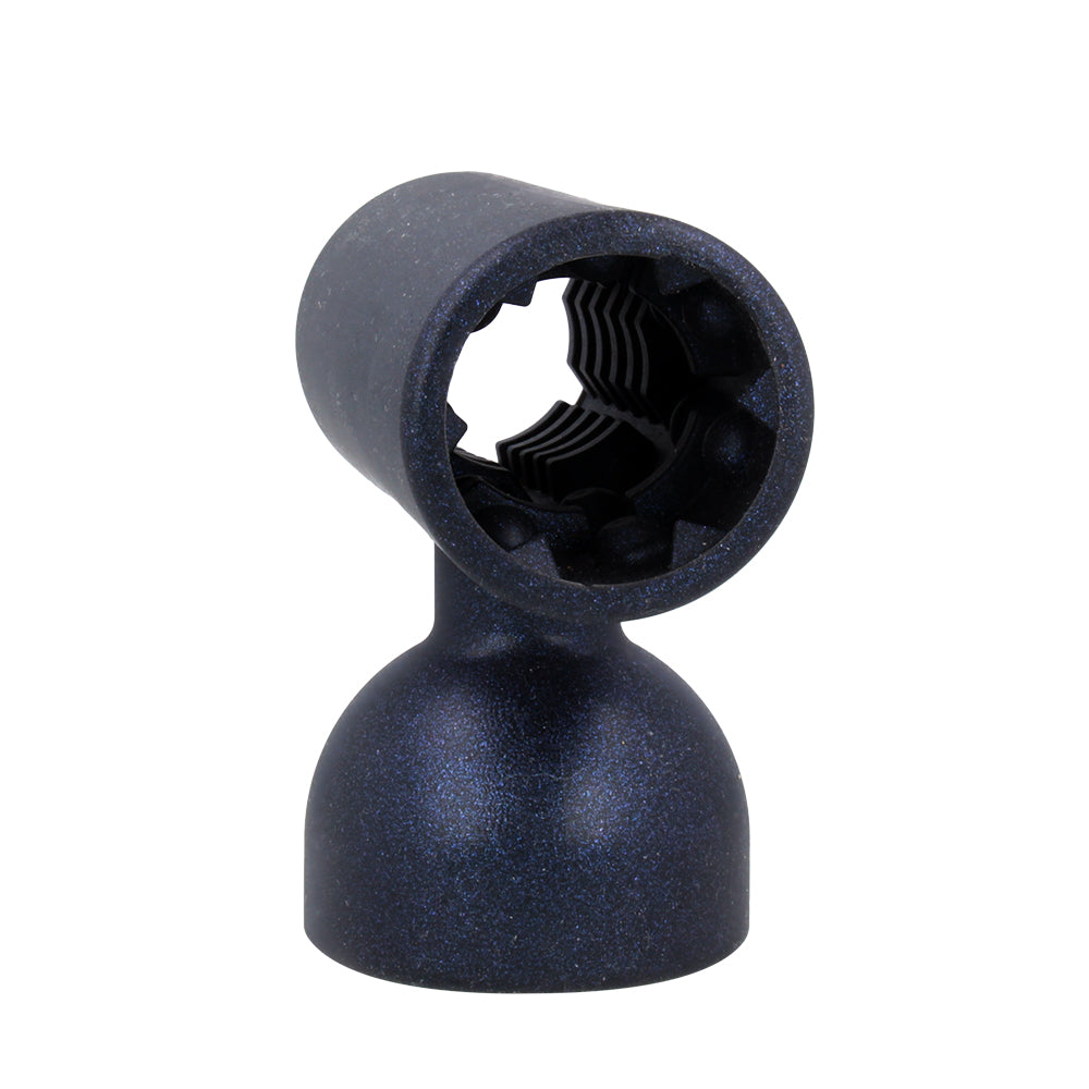 Doxy 3 Silicone Masturbator Wand Attachment Navy showing the unique head design for versatile use.