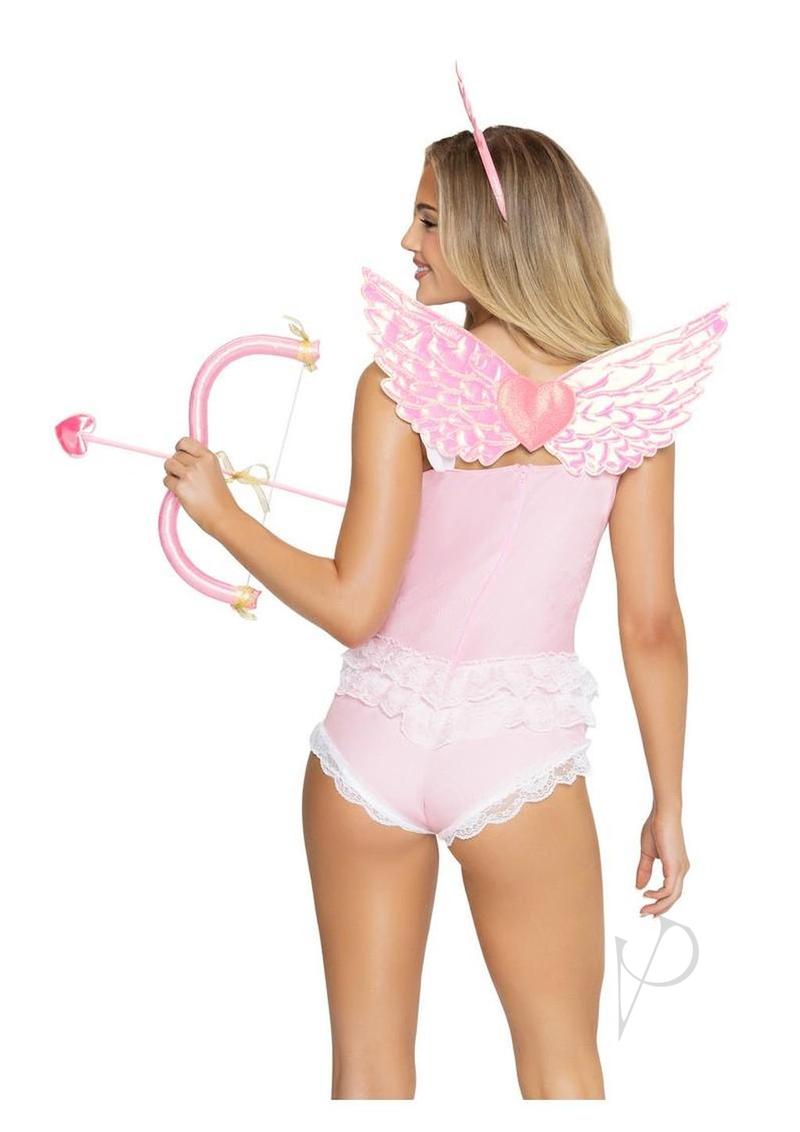 Leg Avenue 4 Piece Cupid Costume Kit One Size Pink featuring a model with wings and bow.