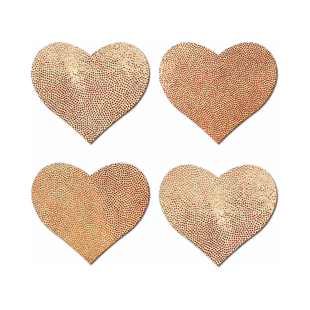Pastease Petites Liquid Hearts Pasties Rose Gold 2-pack featuring four heart-shaped nipple covers.