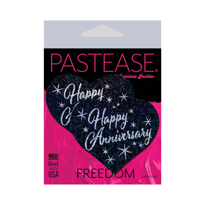 Pastease Happy Anniversary Heart Pasties packaging featuring heart-shaped pasties with festive design.