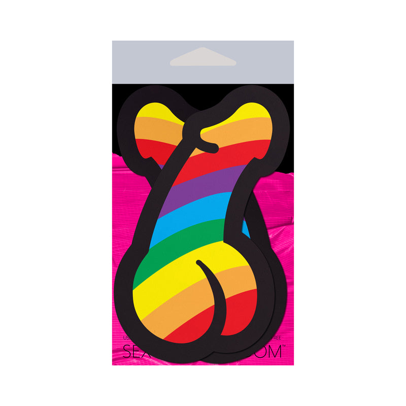 Pastease Penis Pride Pasties Rainbow in colorful phallic design with bold rainbow stripes.