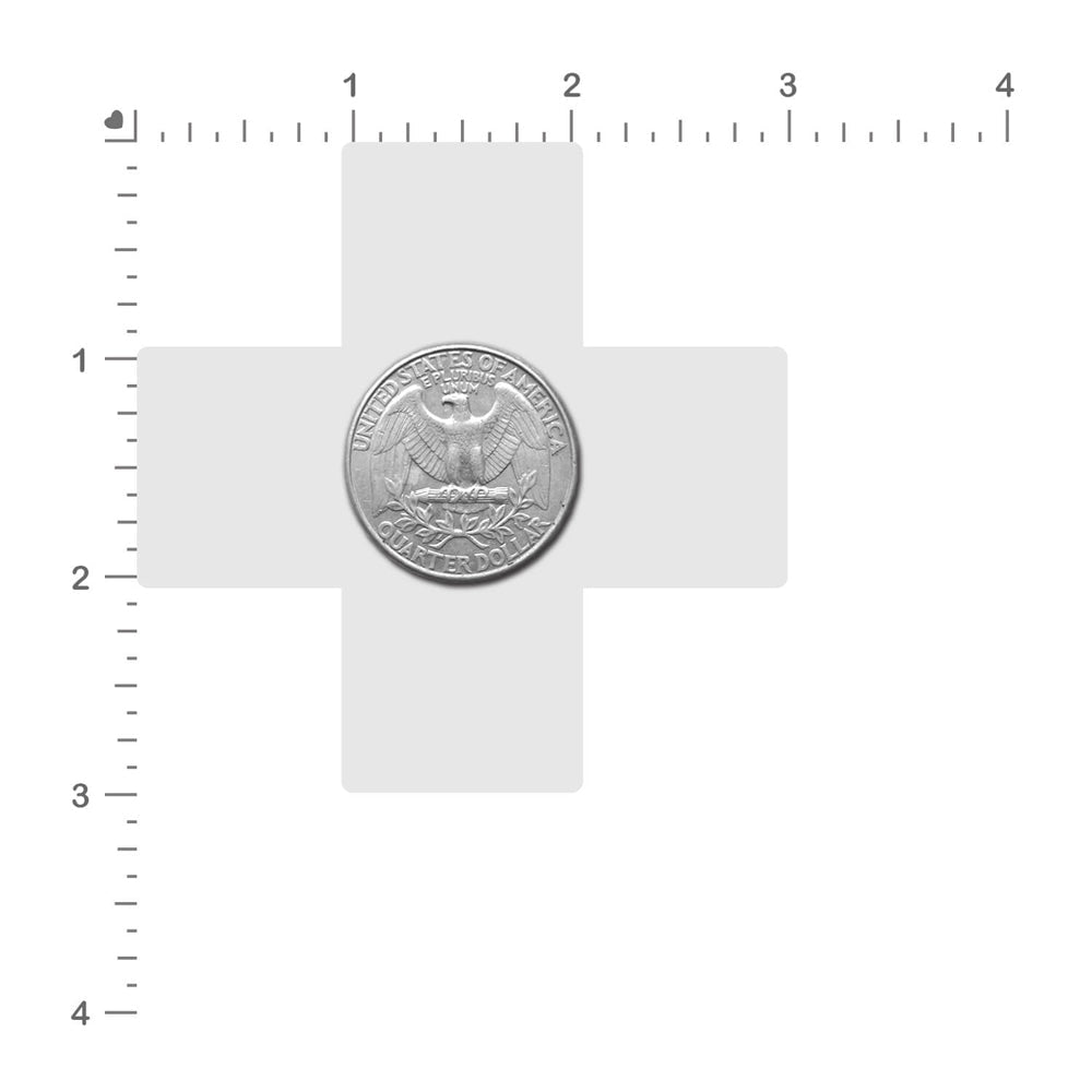 Pastease Crystal Sparkling Crosses Pasties Black on a cross background with a quarter for size reference.