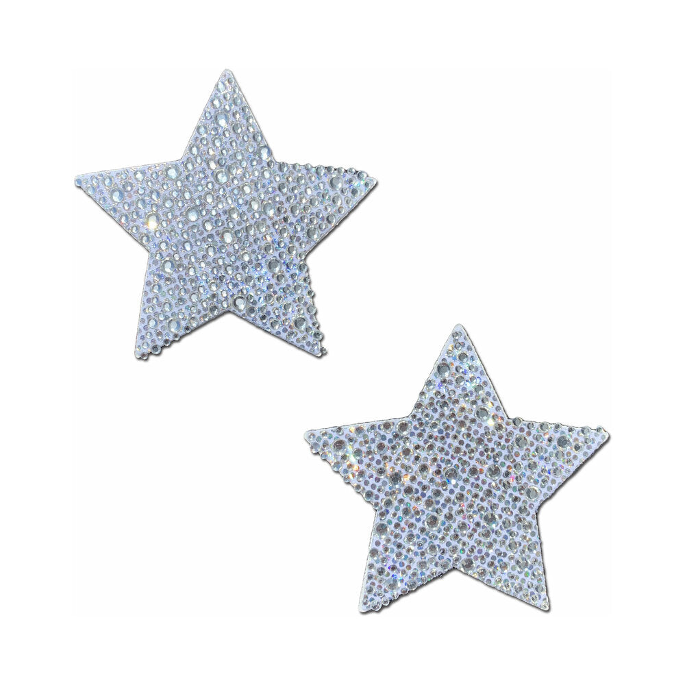 Pastease Crystal Sparkling Star Pasties Silver featuring shimmering crystal detail in star shape.
