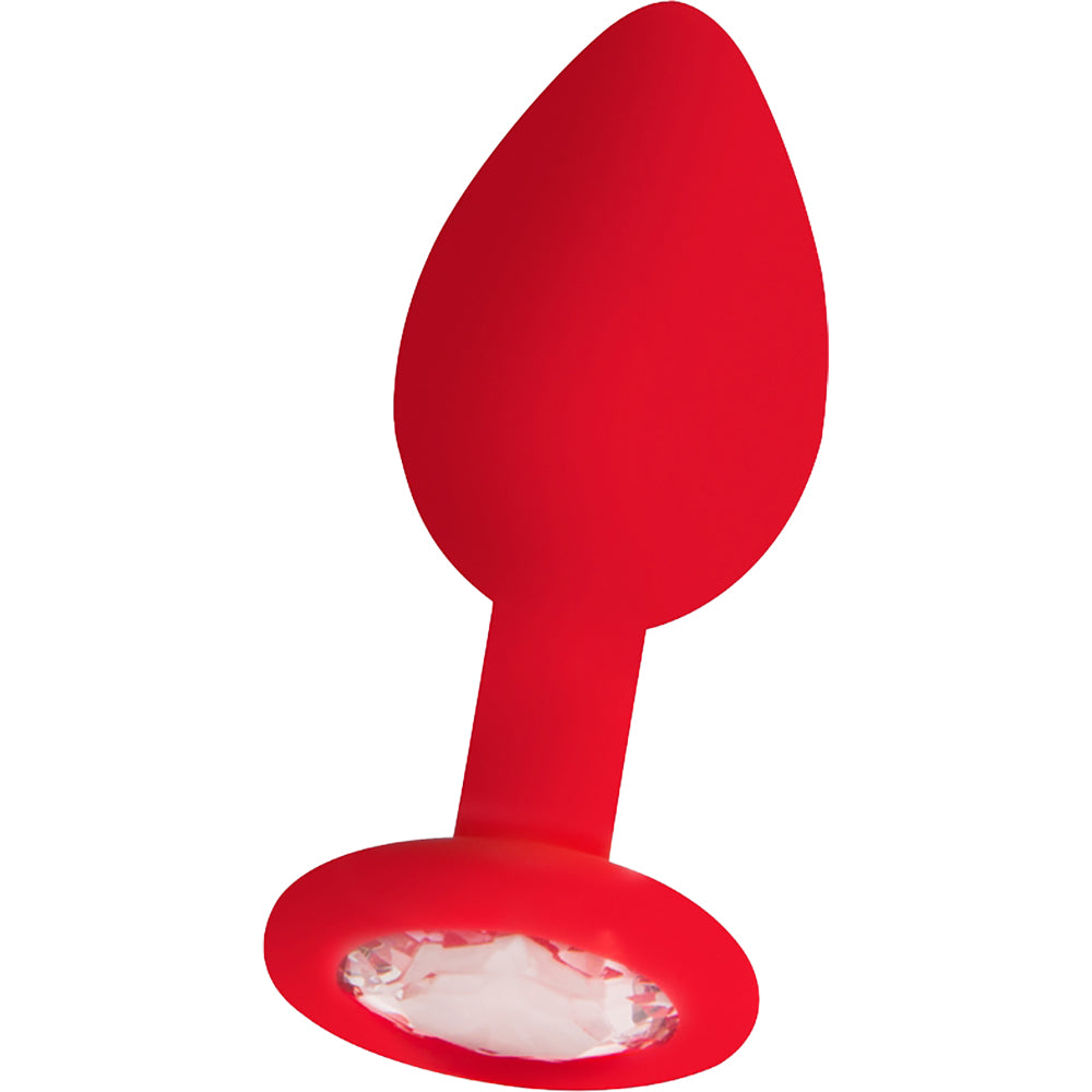 Ouch Regular Diamond Butt Plug Red with a classic tapered silhouette and jewel-style base for anal play.