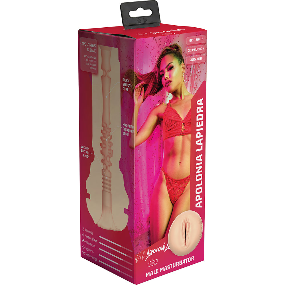 Kiiroo Feel Apolonia Porn Star Stroker packaging featuring lifelike design and Apolonia Lapiedra branding.