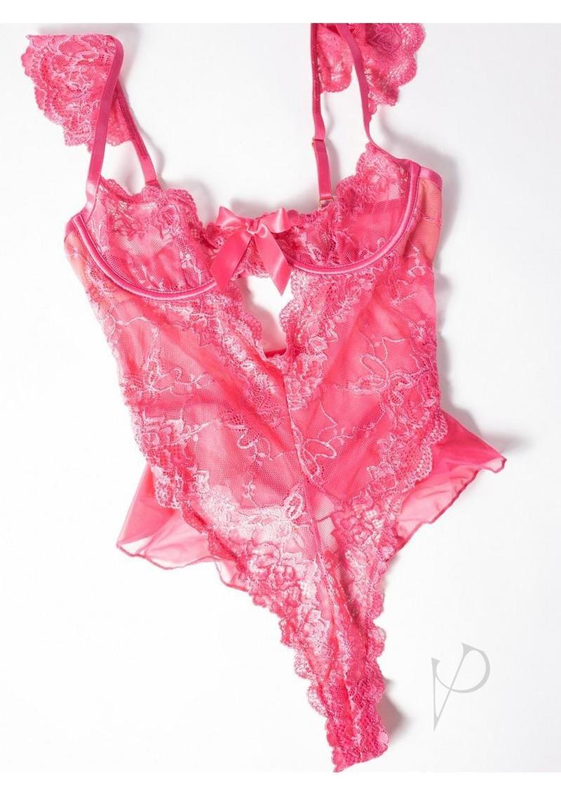 Oh La La Cheri Myra Teddy Large/XLarge Pink featuring a delicate lace design and flattering one-piece silhouette.
