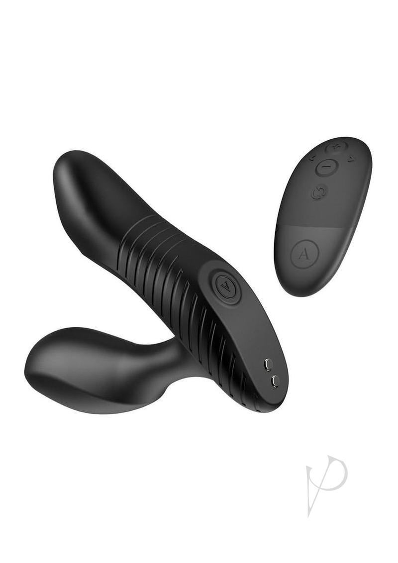 Arcwave Perk Rechargeable Silicone Prostate Massager Black with remote control for enhanced stimulation.