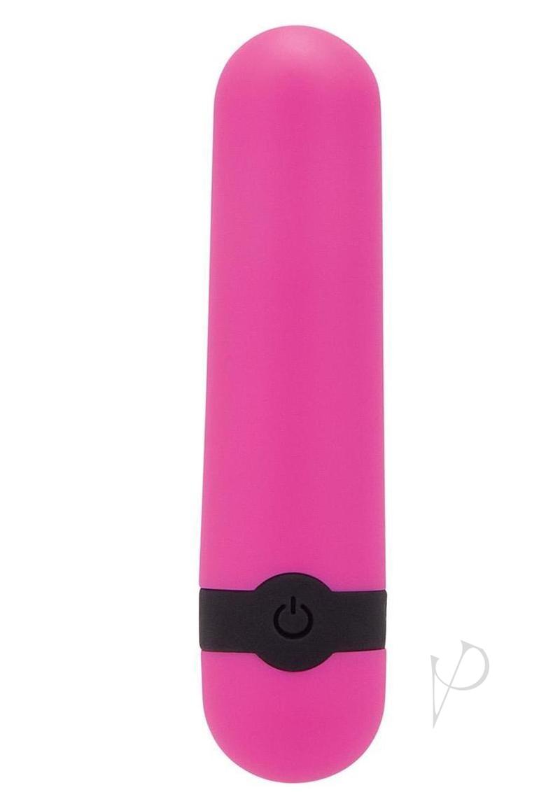 Bodywand Powerbolt Rechargeable Mini Bullet Pink compact vibrator with sleek design and power button, ideal for pleasure.