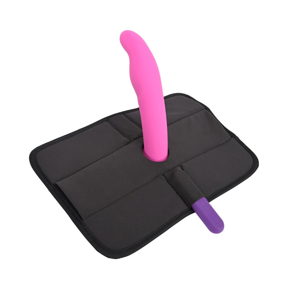 Sportsheets Pivot 3 in 1 Play-Pad featuring a pink dildo and black supportive base for enhanced positioning.